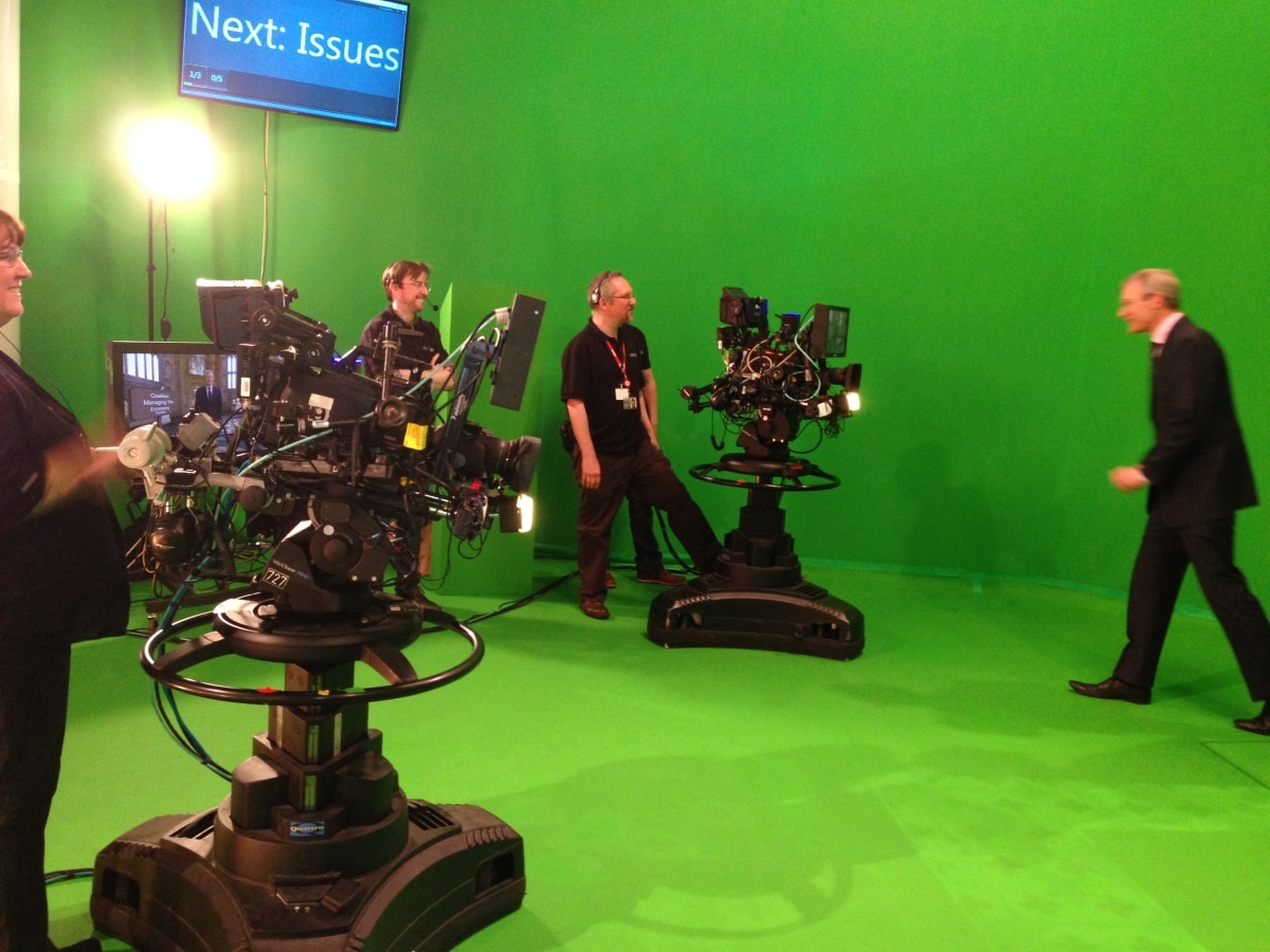 Jeremy Vine and two StarTracker on pedestals.