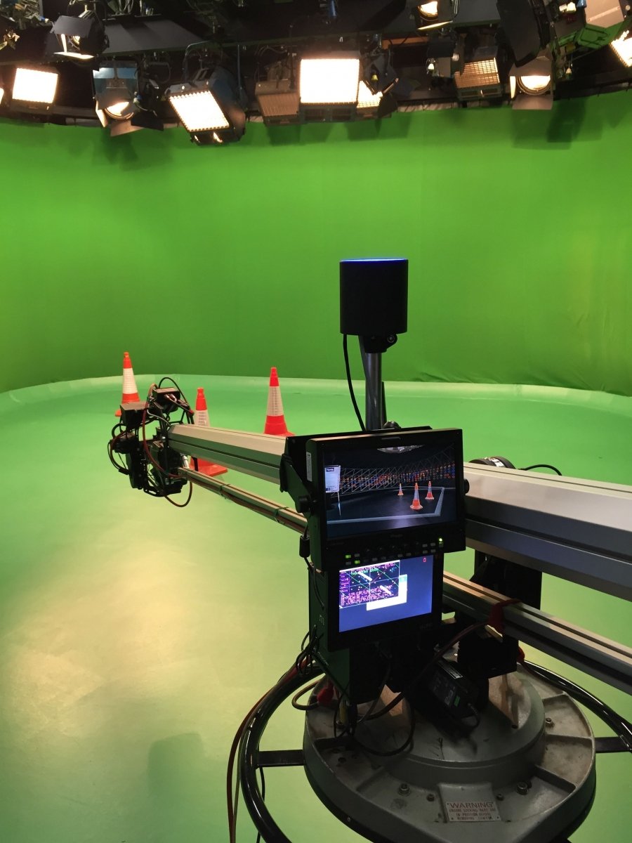 Preparation for BBC Wales coverage of General Election 2015 with tracking provided by an e-Crane with StarTracker.